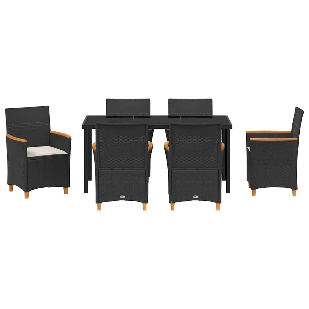 Kert étkező szett 7 pcs Fekete polirattan