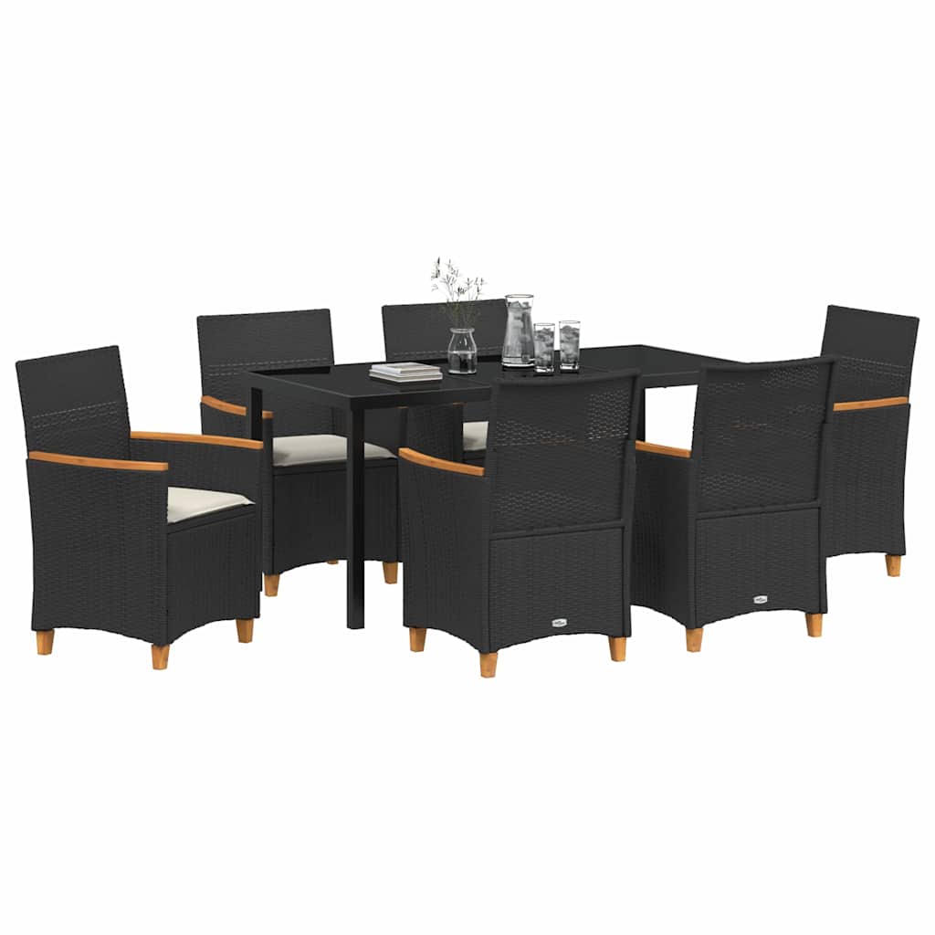Kert étkező szett 7 pcs Fekete polirattan