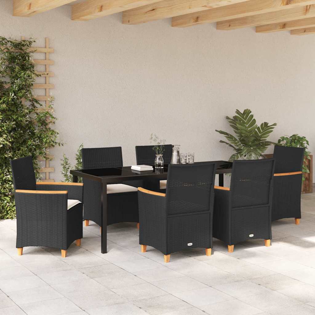 Kert étkező szett 7 pcs Fekete polirattan