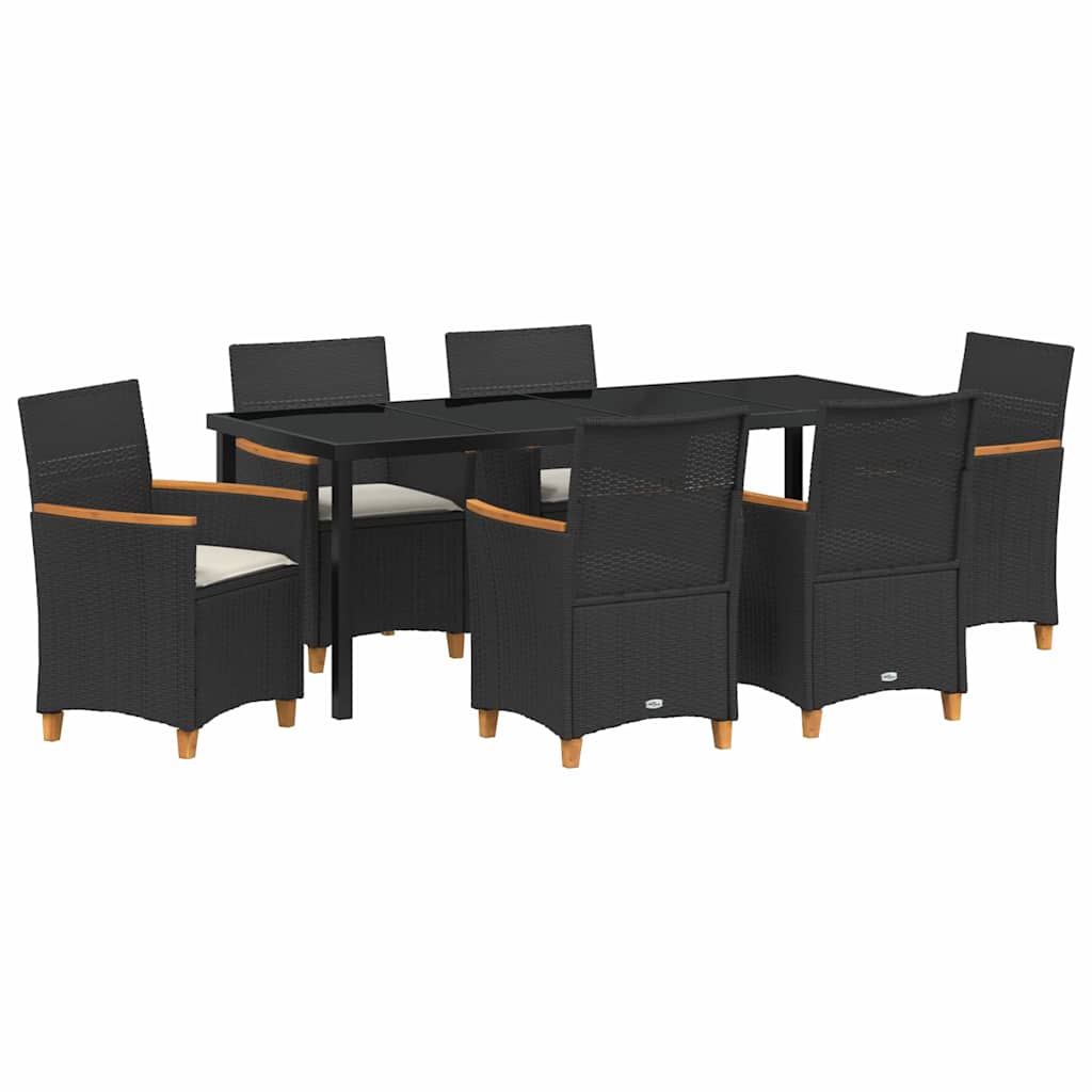 Kert étkező szett 7 pcs Fekete polirattan