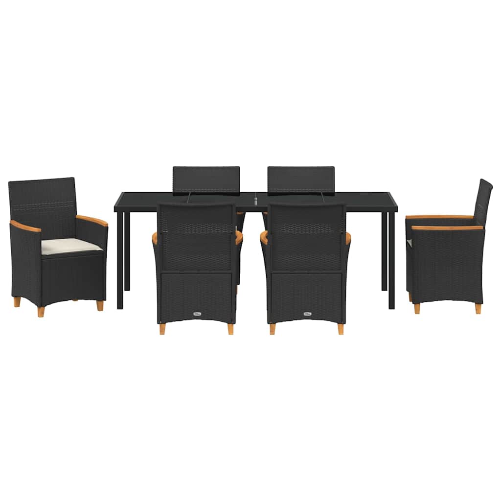 Kert étkező szett 7 pcs Fekete polirattan