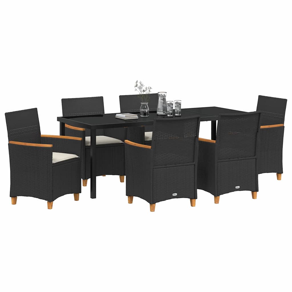 Kert étkező szett 7 pcs Fekete polirattan
