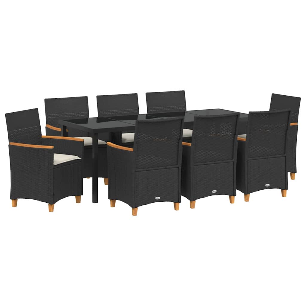 Kert étkező szett 9 pcs Fekete polirattan