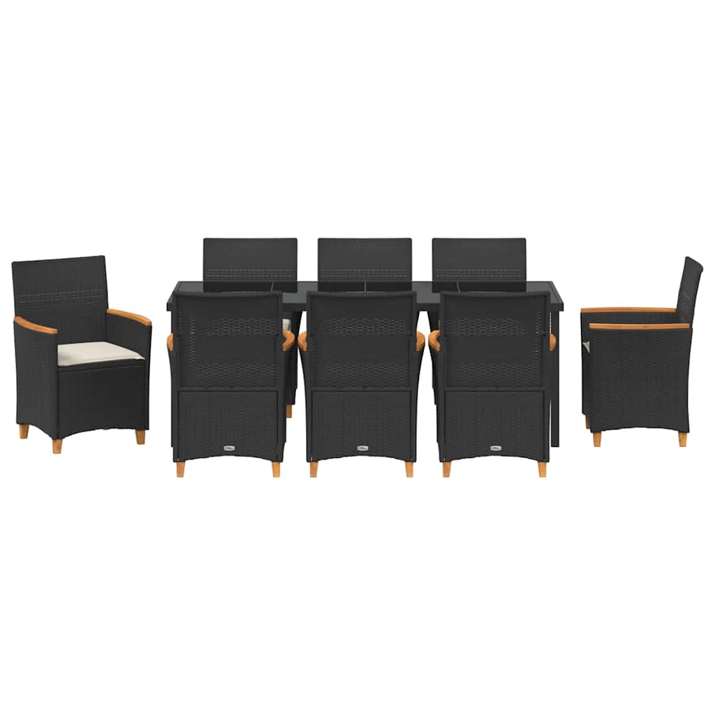 Kert étkező szett 9 pcs Fekete polirattan