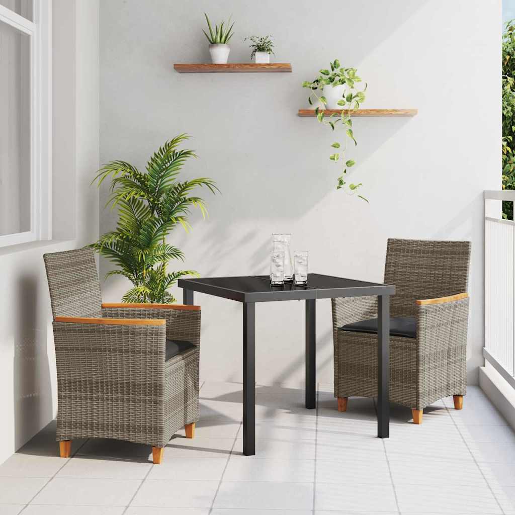 Kert étkező szett 3 pcs Szürke polirattan