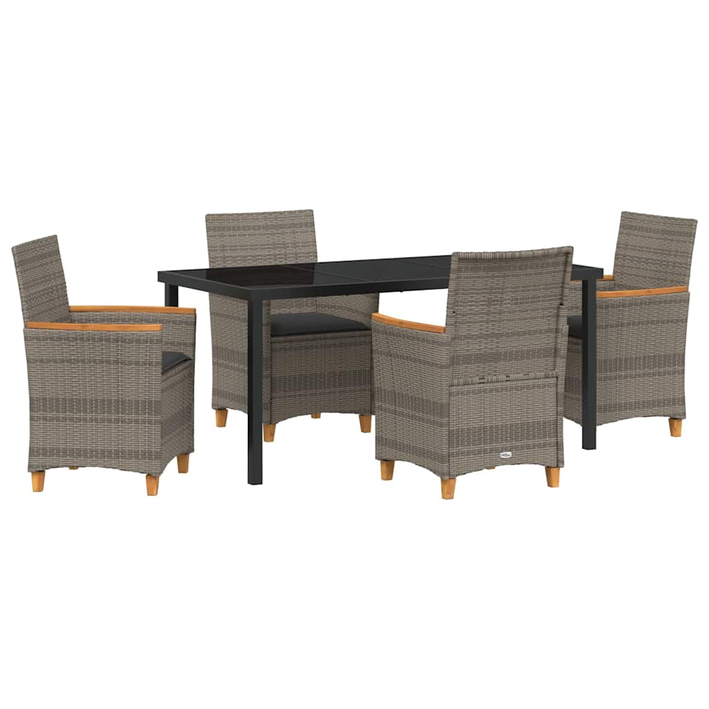 Kert étkező szett 5 pcs Szürke polirattan