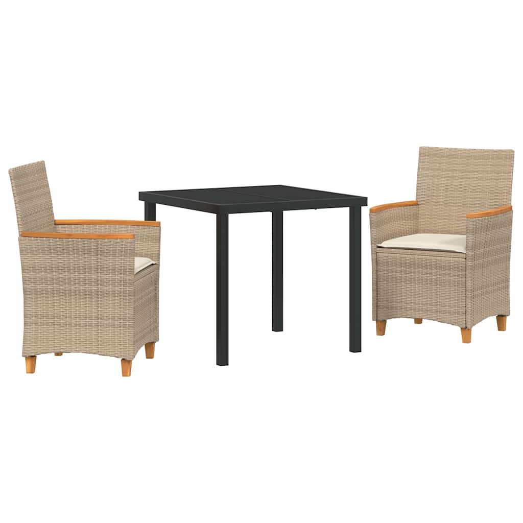 Kert étkező szett 3 pcs Bézs polirattan