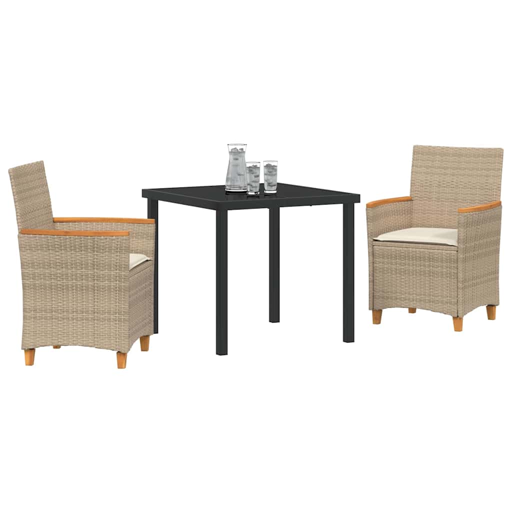 Kert étkező szett 3 pcs Bézs polirattan