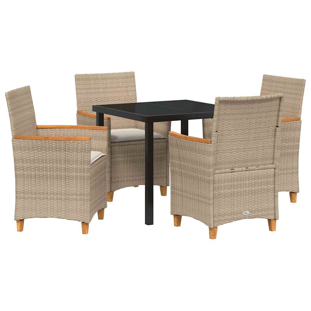 Kert étkező szett 5 pcs Bézs polirattan