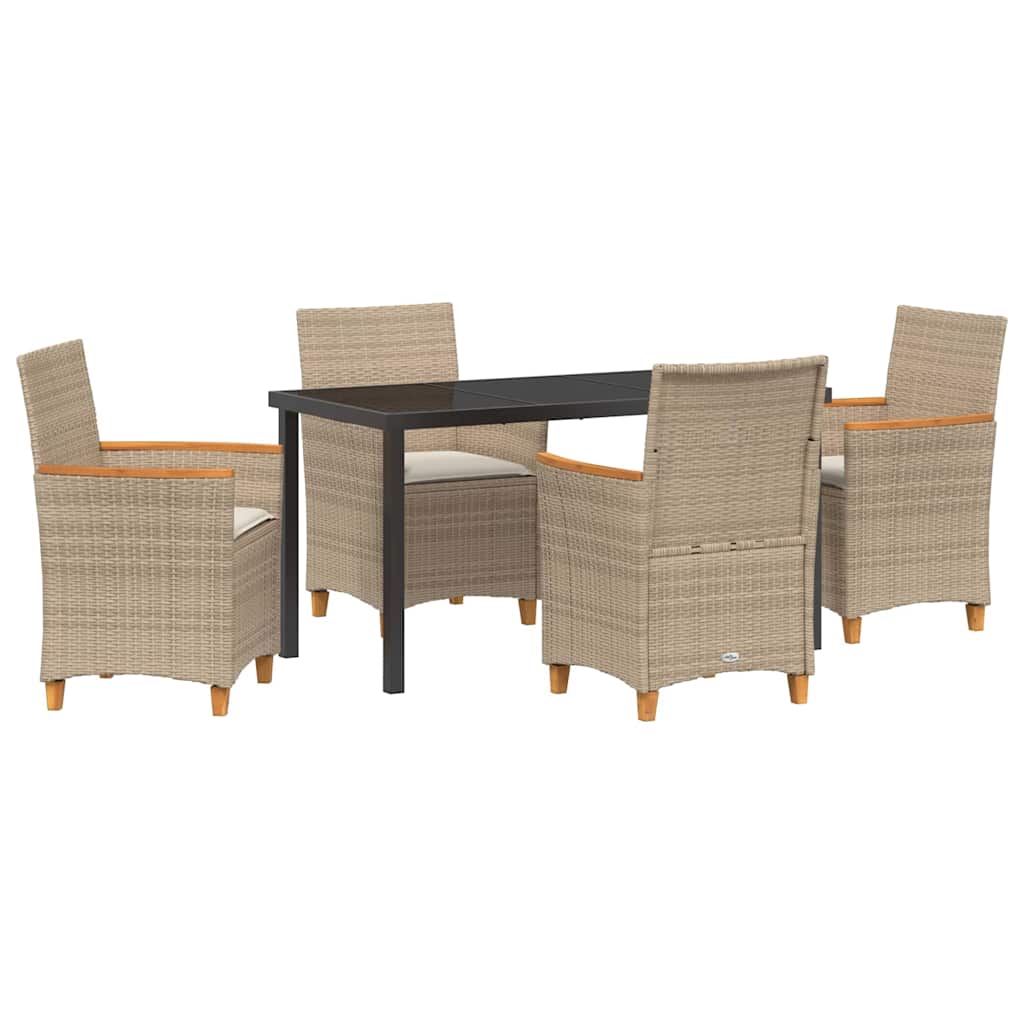 Kert étkező szett 5 pcs Bézs polirattan