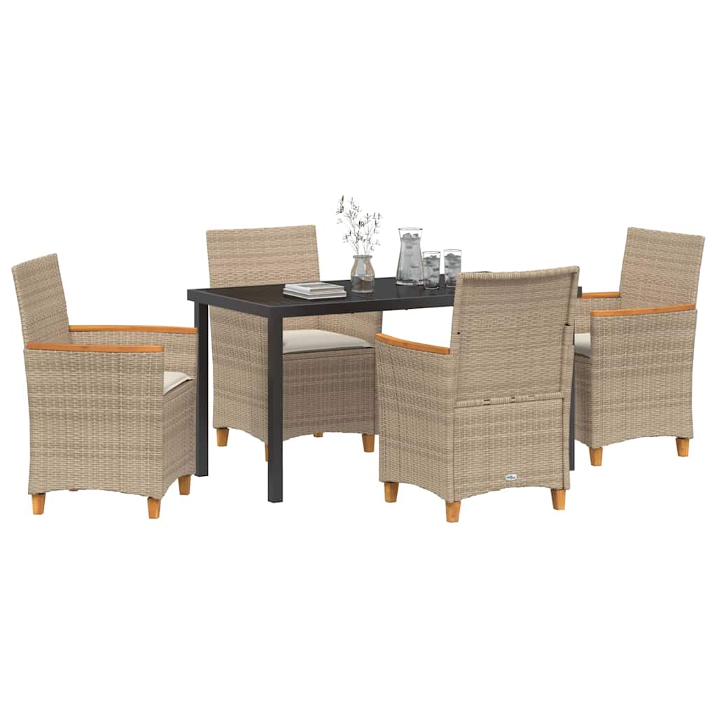 Kert étkező szett 5 pcs Bézs polirattan