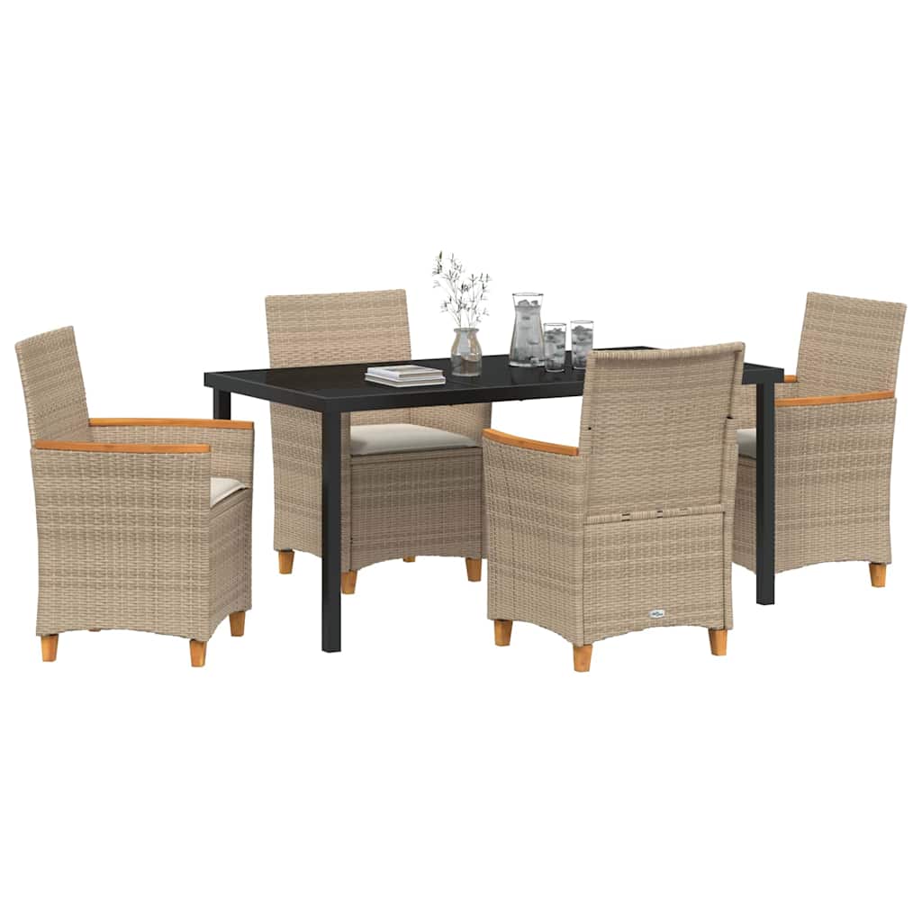 Kert étkező szett 5 pcs Bézs polirattan