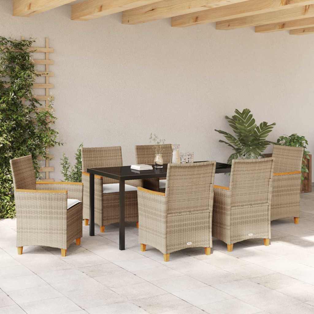 Kert étkező szett 7 pcs Bézs polirattan