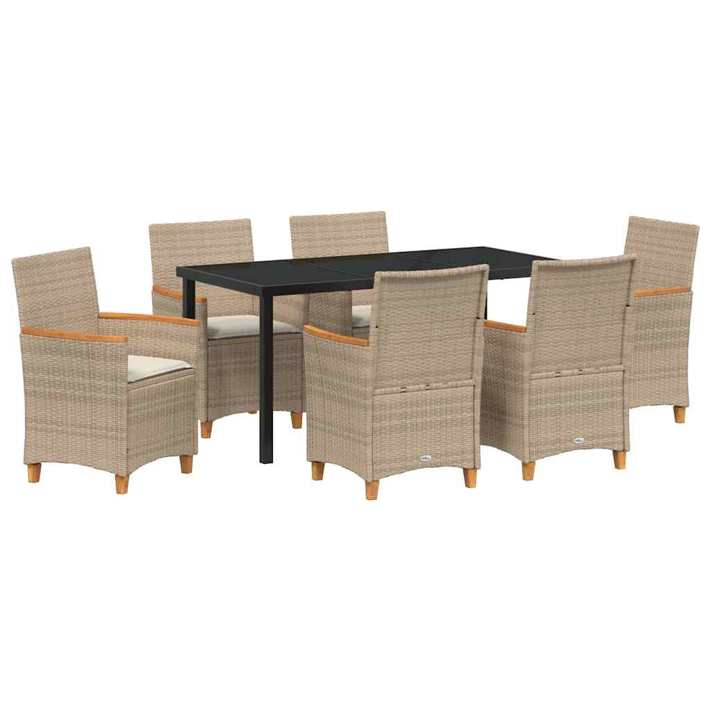 Kert étkező szett 7 pcs Bézs polirattan