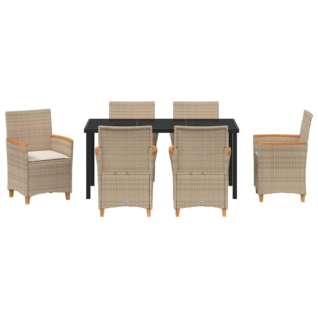Kert étkező szett 7 pcs Bézs polirattan