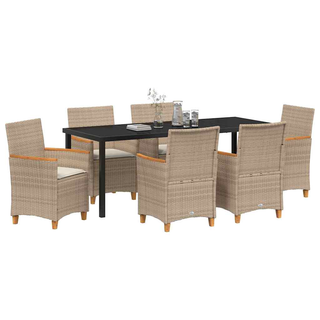 Kert étkező szett 7 db Bézs polirattan