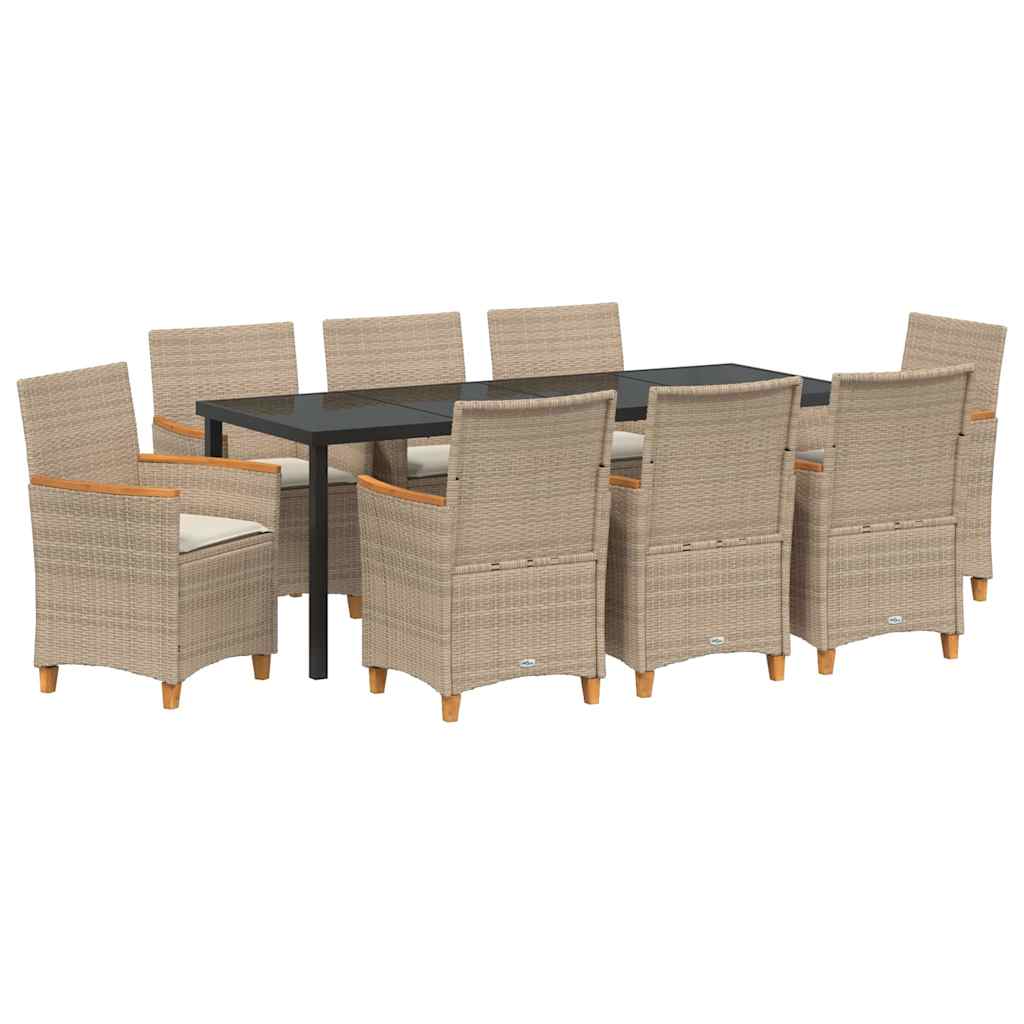 Kert étkező szett 9 pcs Bézs polirattan