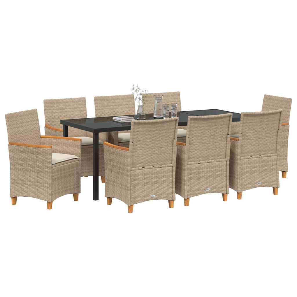 Kert étkező szett 9 pcs Bézs polirattan