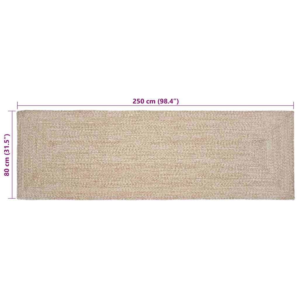 Területszőnyegek Természetes és Fehér 80 x 250 cm Juta