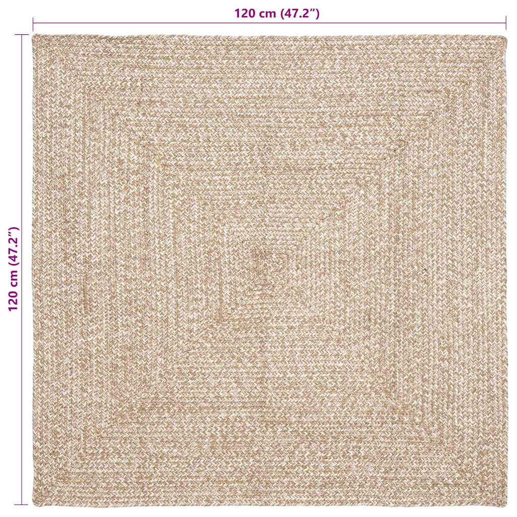 Területszőnyegek Természetes és Fehér 120 x 120 cm Juta