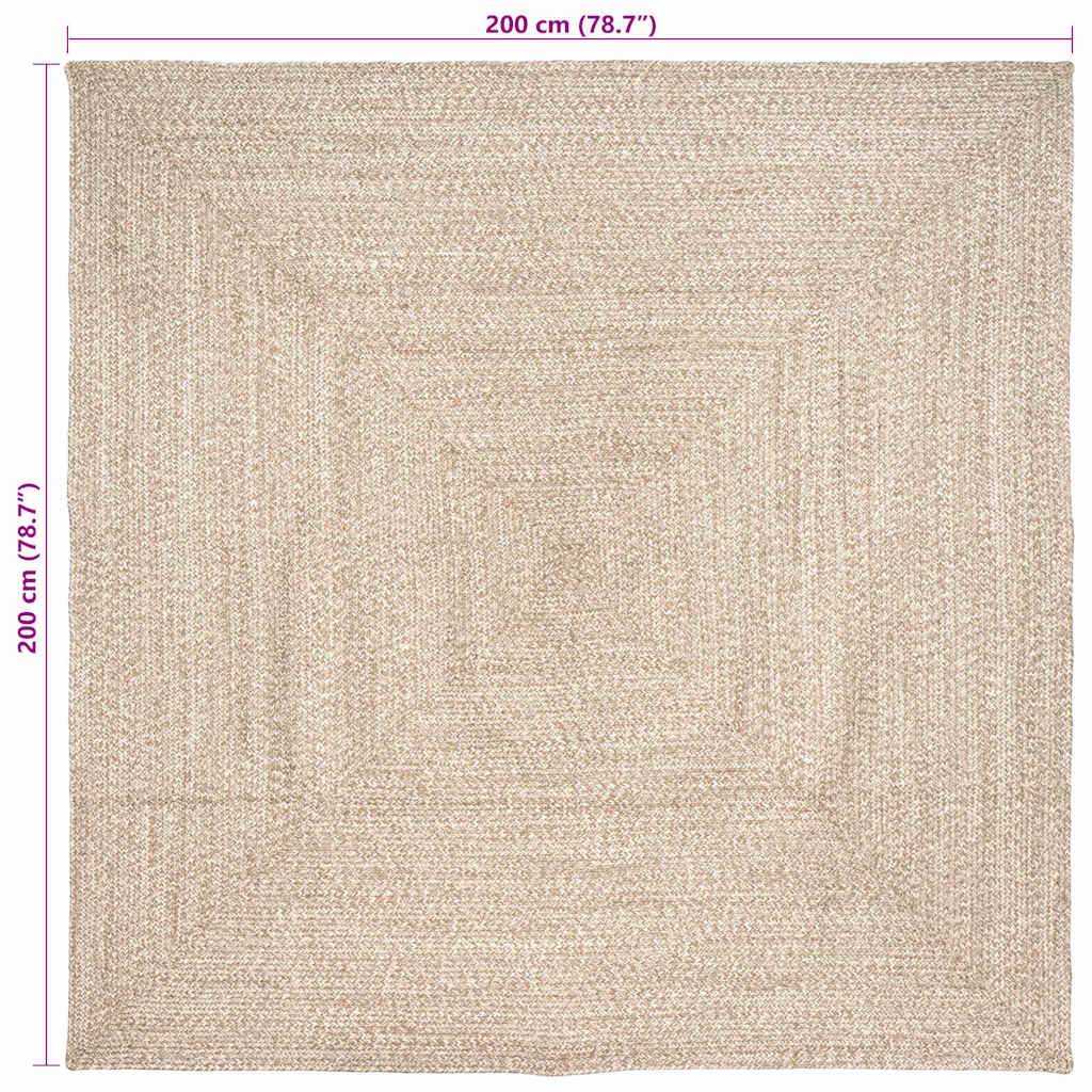 Területi szőnyeg Természetes és Fehér 200 x 200 cm Juta