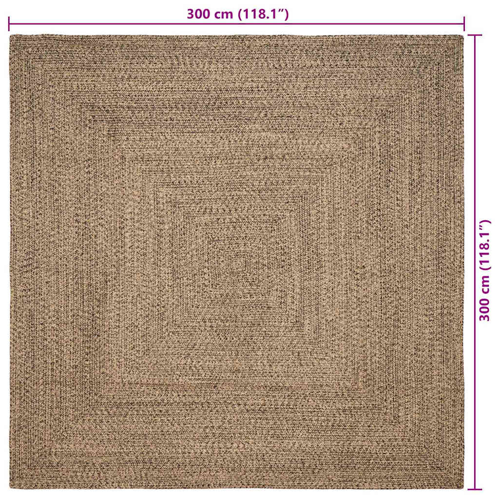 Területszőnyegek Természetes és Fekete 300 x 300 cm Juta