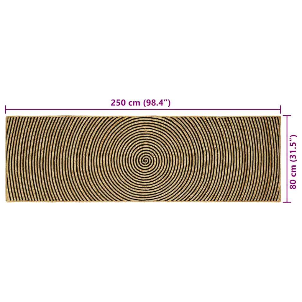 Területszőnyegek Fekete 80 x 250 cm Juta