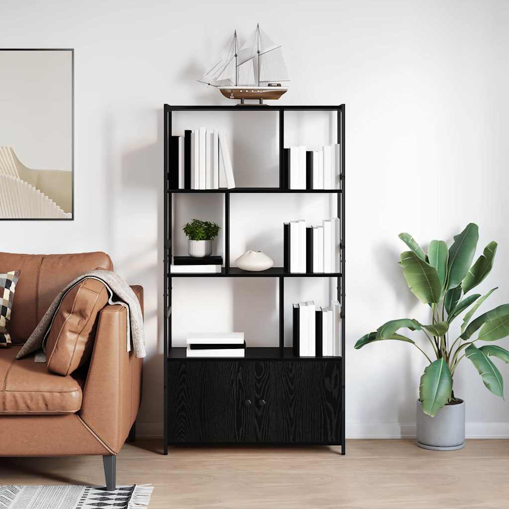 Könyvespolc 80 x 30 x 155,5 cm Szerelt Fa Fekete tölgy