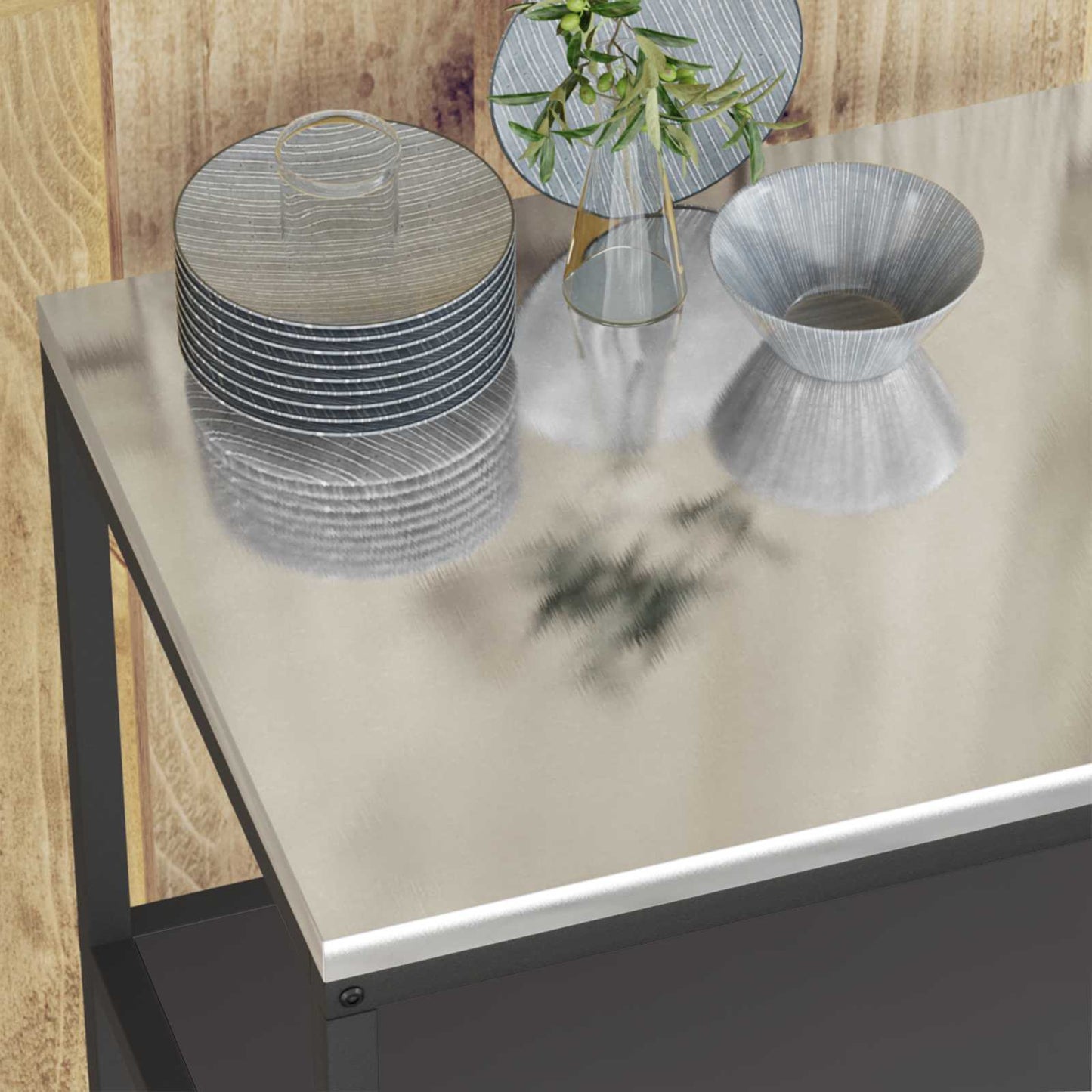 Konyhai polcrendszer HATTEM Fekete 90 x 50 x 92 cm Acél