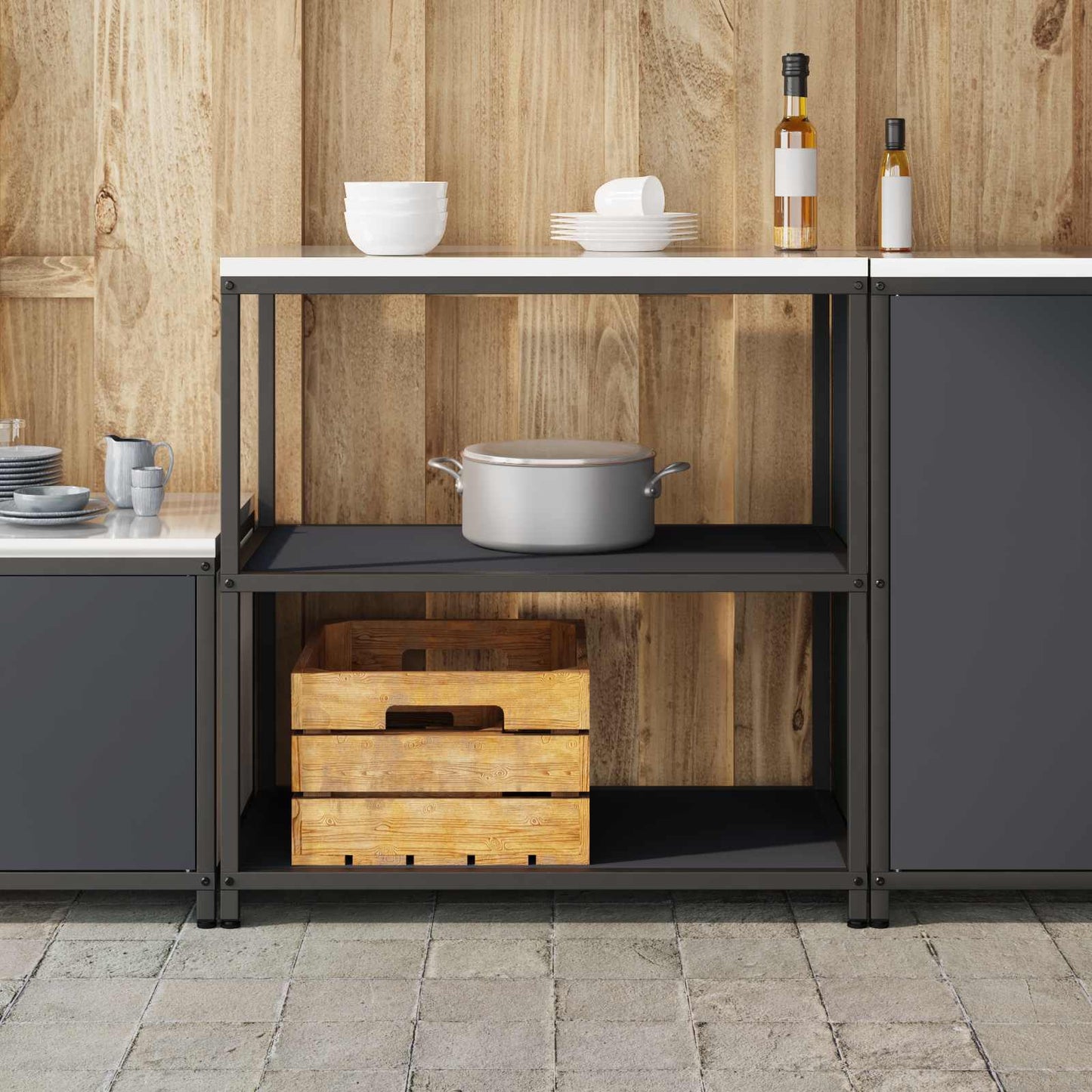 Konyhai polcrendszer HATTEM Antracitszürke 90 x 50 x 92 cm Acél