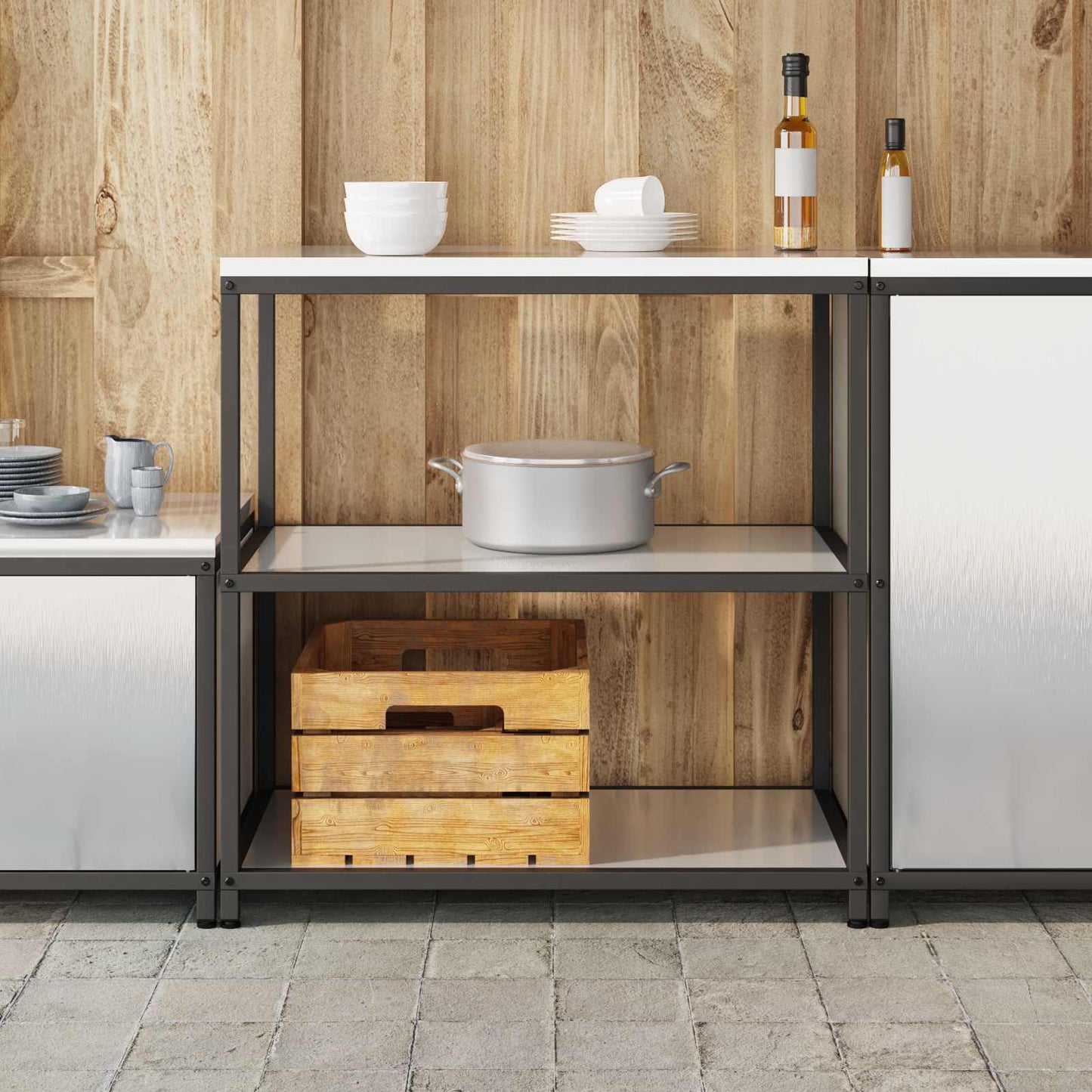 Konyhai polcrendszer HATTEM Ezüst 90 x 50 x 92 cm Acél