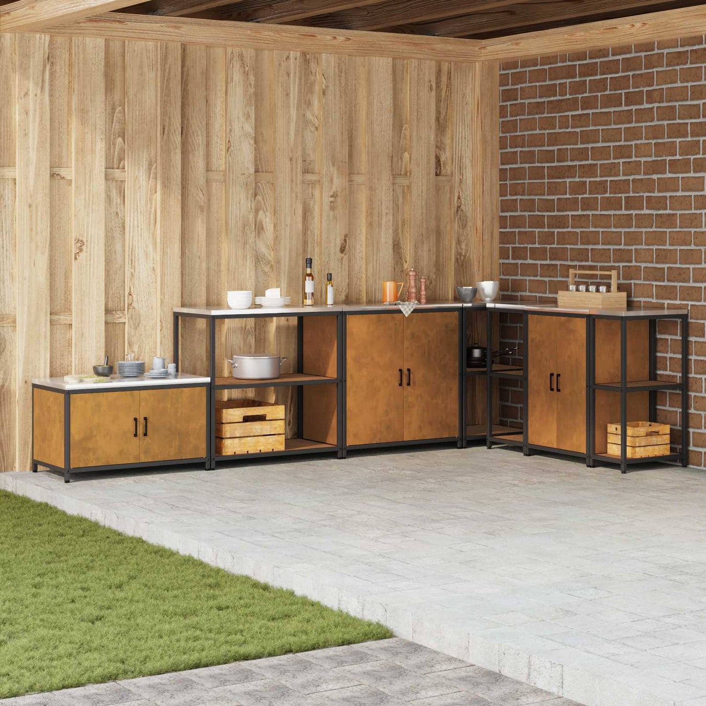 Konyhai polcrendszer HATTEM Rozsdás 90 x 50 x 92 cm Acél