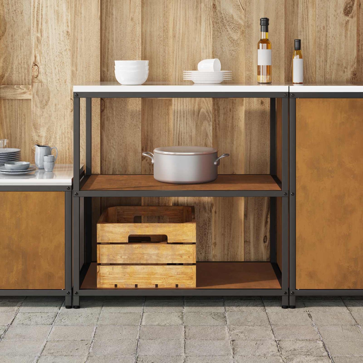 Konyhai polcrendszer HATTEM Rozsdás 90 x 50 x 92 cm Acél