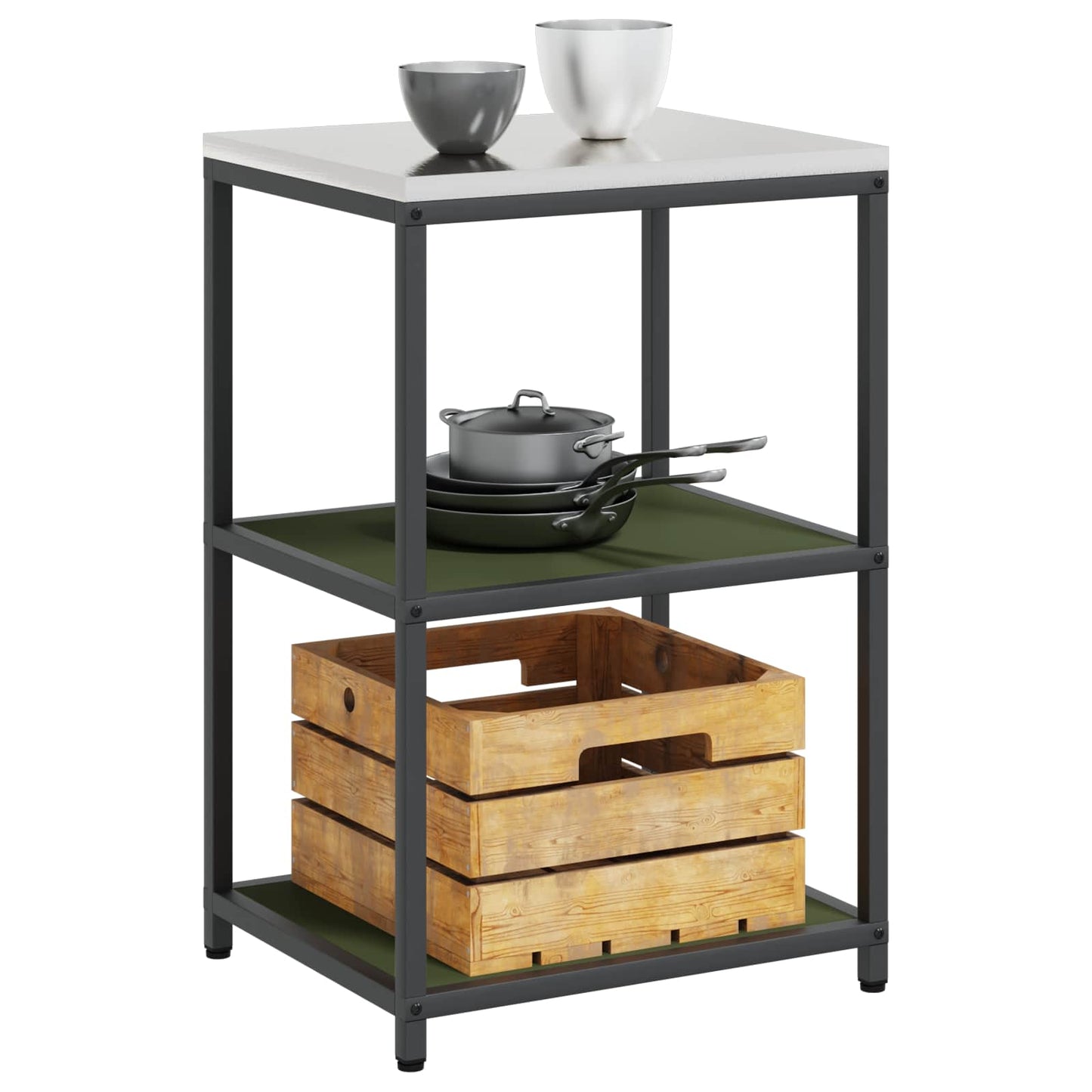 Konyhai polcrendszer HATTEM Olajzöld 60 x 50 x 92 cm Acél