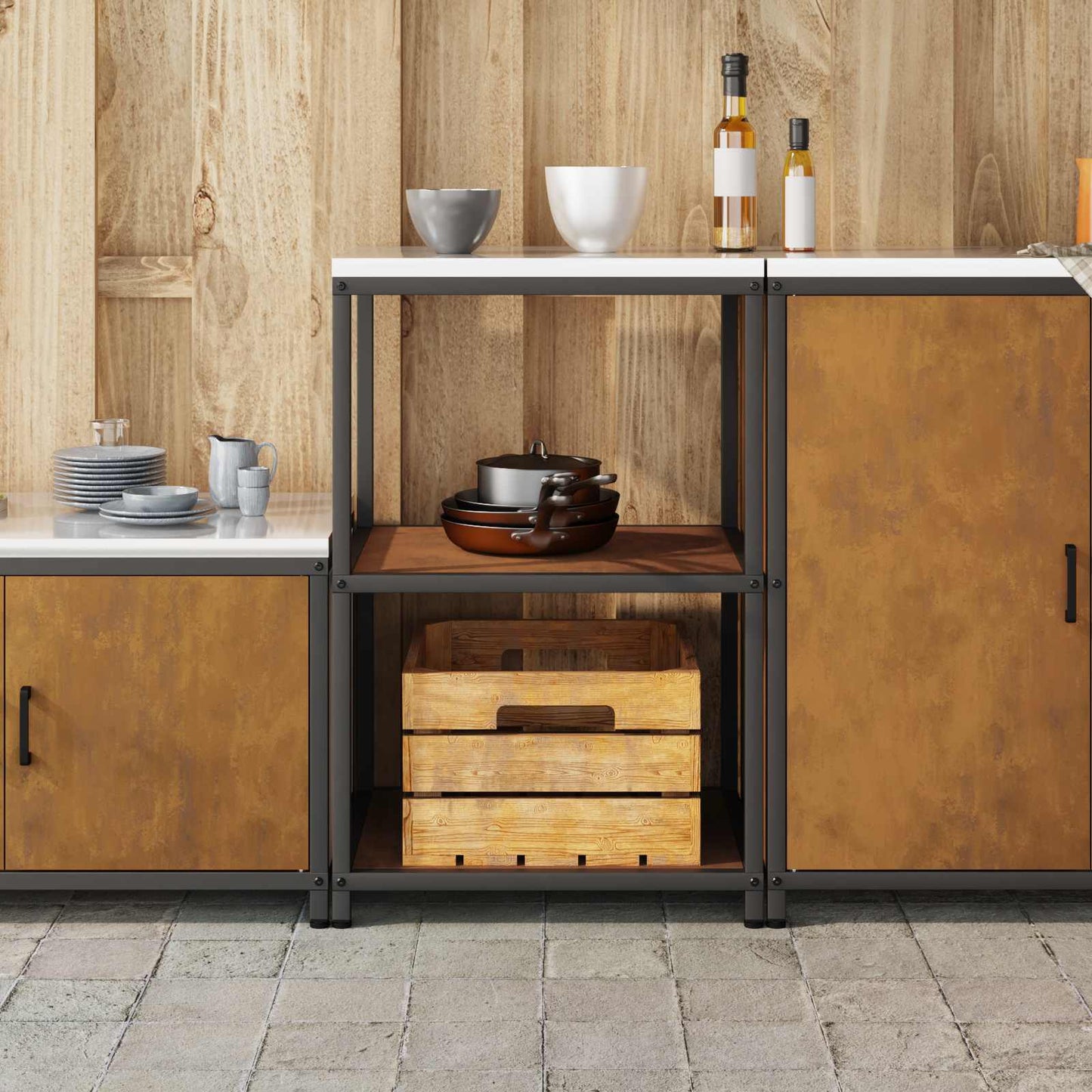 Konyhai polcrendszer HATTEM Rozsdás 60 x 50 x 92 cm Acél