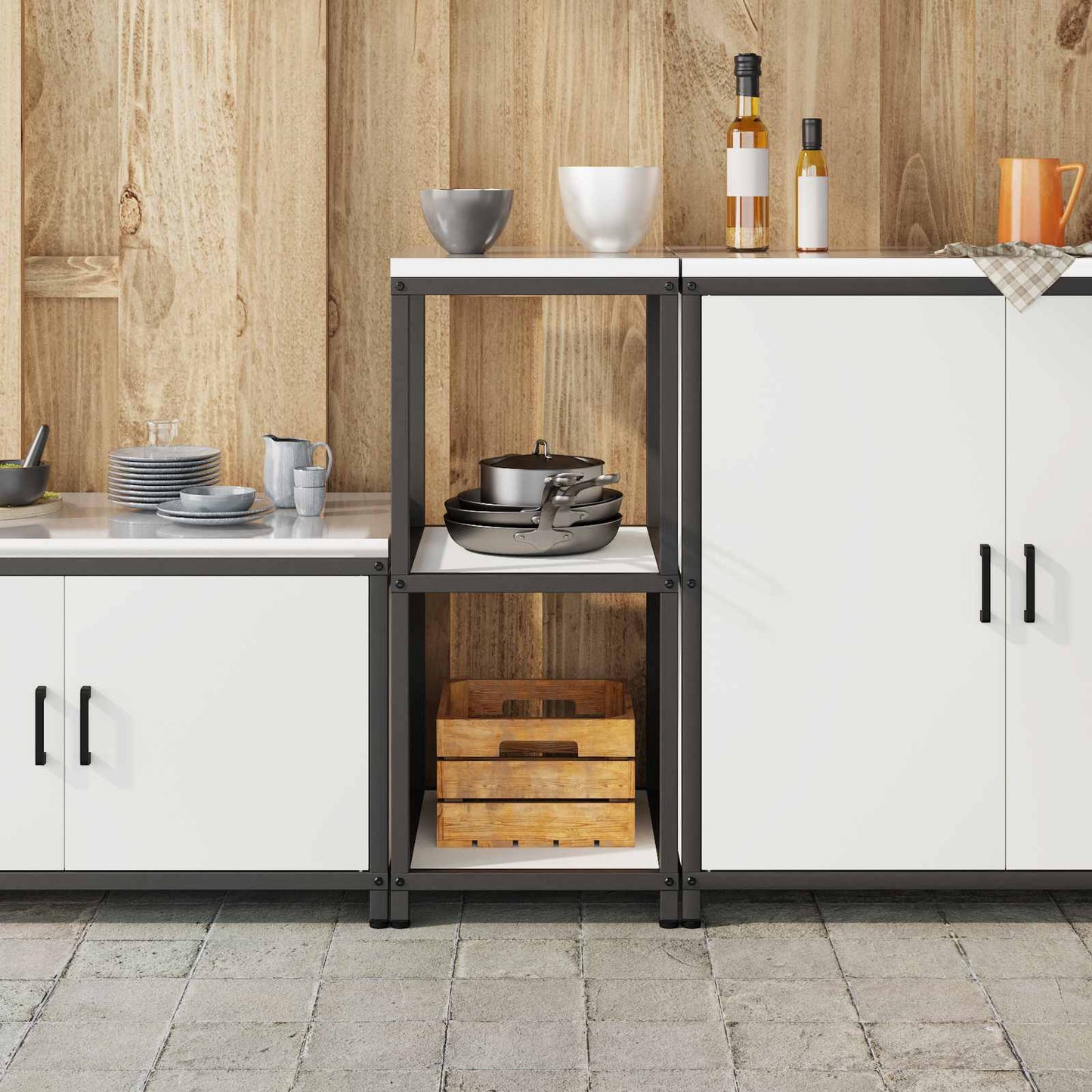 Konyhai polcrendszer HATTEM Fehér 40 x 50 x 92 cm Acél