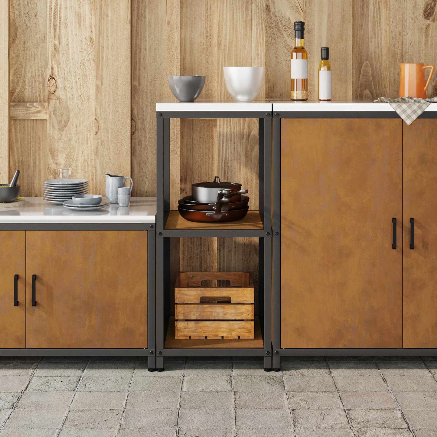 Konyhai polcrendszer HATTEM Rozsdás 40 x 50 x 92 cm Acél