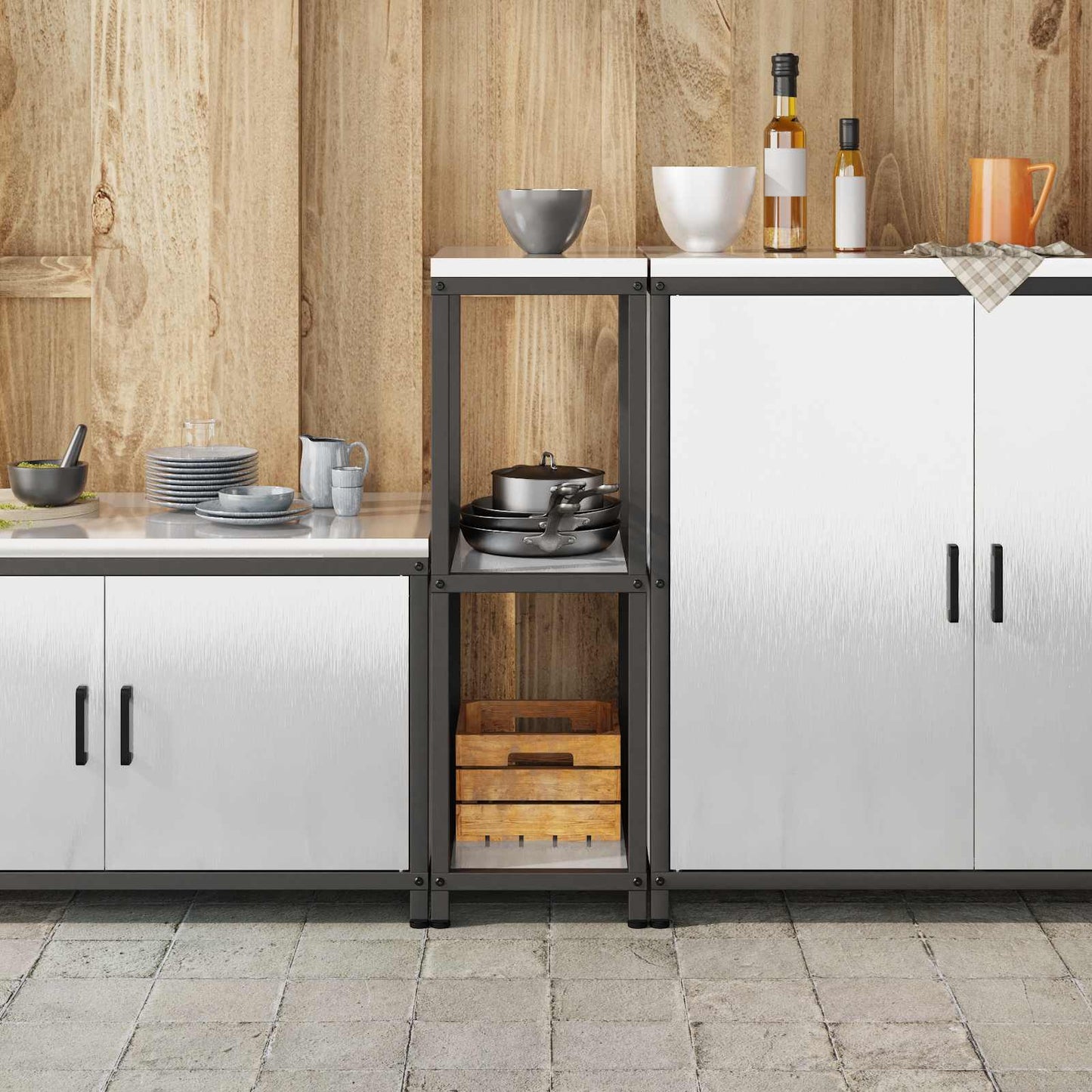 Konyhai polcrendszer HATTEM Ezüst 30 x 50 x 92 cm Acél
