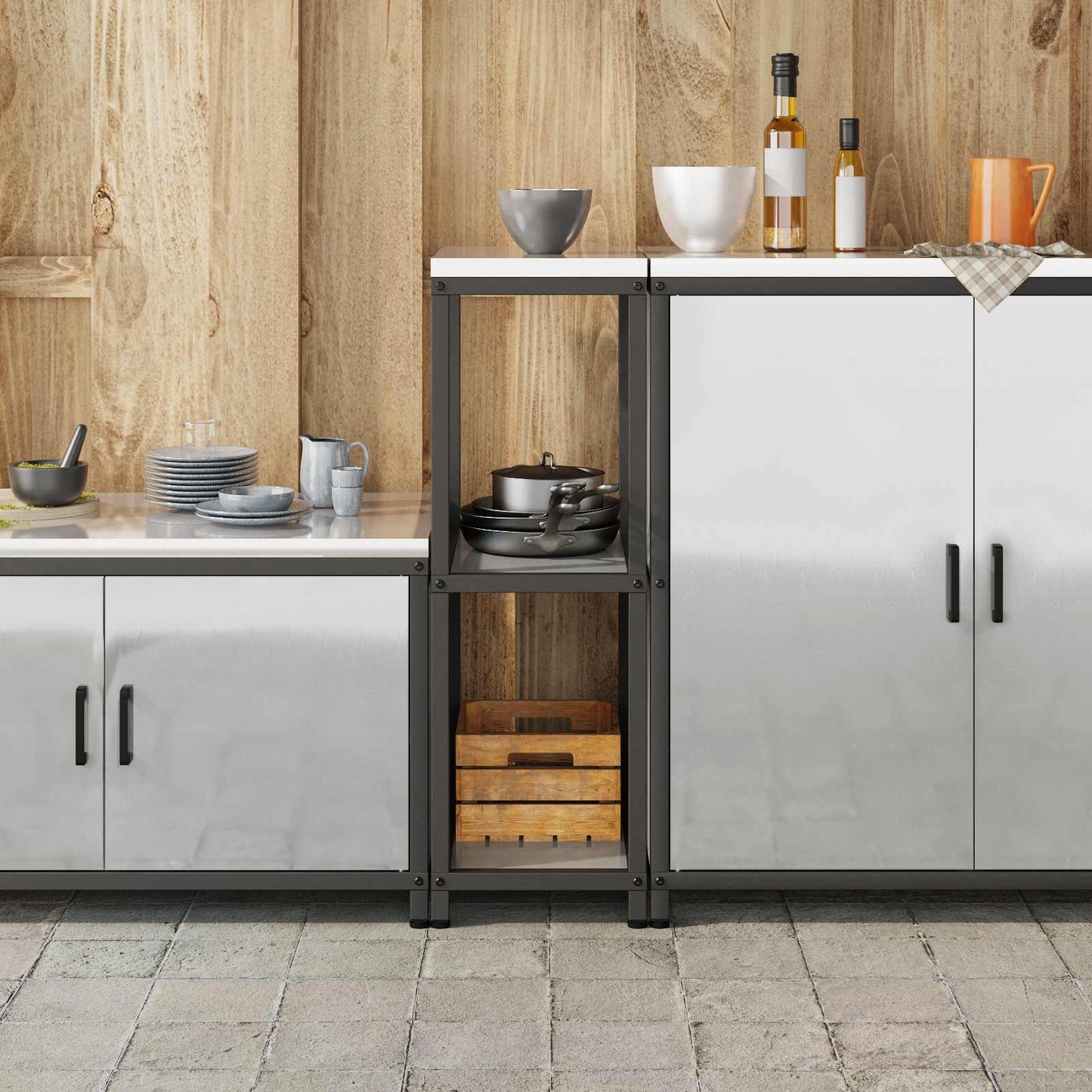 Konyhai polcrendszer HATTEM Ezüst 30 x 50 x 92 cm Acél