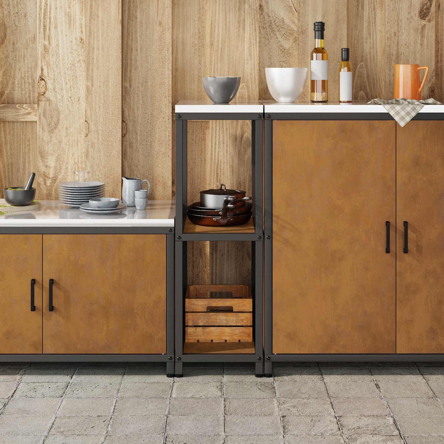 Konyhai polcrendszer HATTEM Rozsdás 30 x 50 x 92 cm Acél