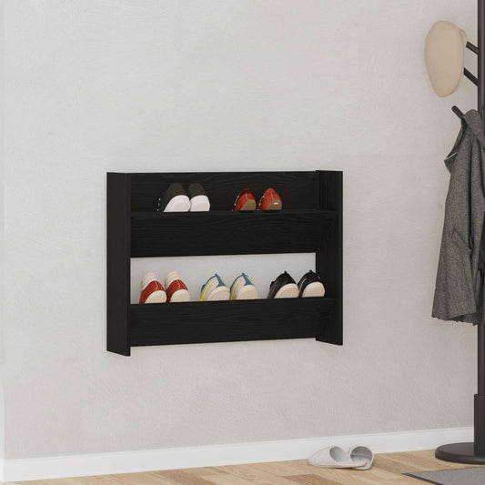 Cipőszekrény polcokkal Fekete tölgy 82 x 18 x 60 cm Faanyag
