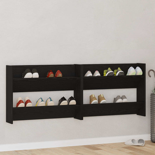 Cipőszekrény 2 pcs Fekete tölgy 83 x 18 x 60 cm Faanyag