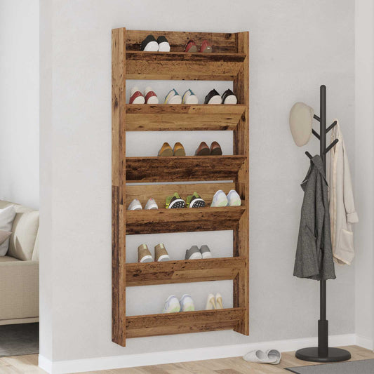Cipőszekrény polcokkal 2 pcs Régi fa 84 x 18 x 90 cm Faanyag