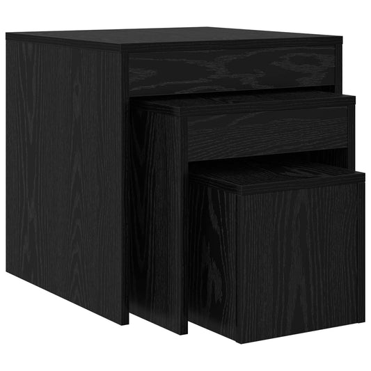 Dohányzóasztal 3 pcs Fekete tölgy Faanyag