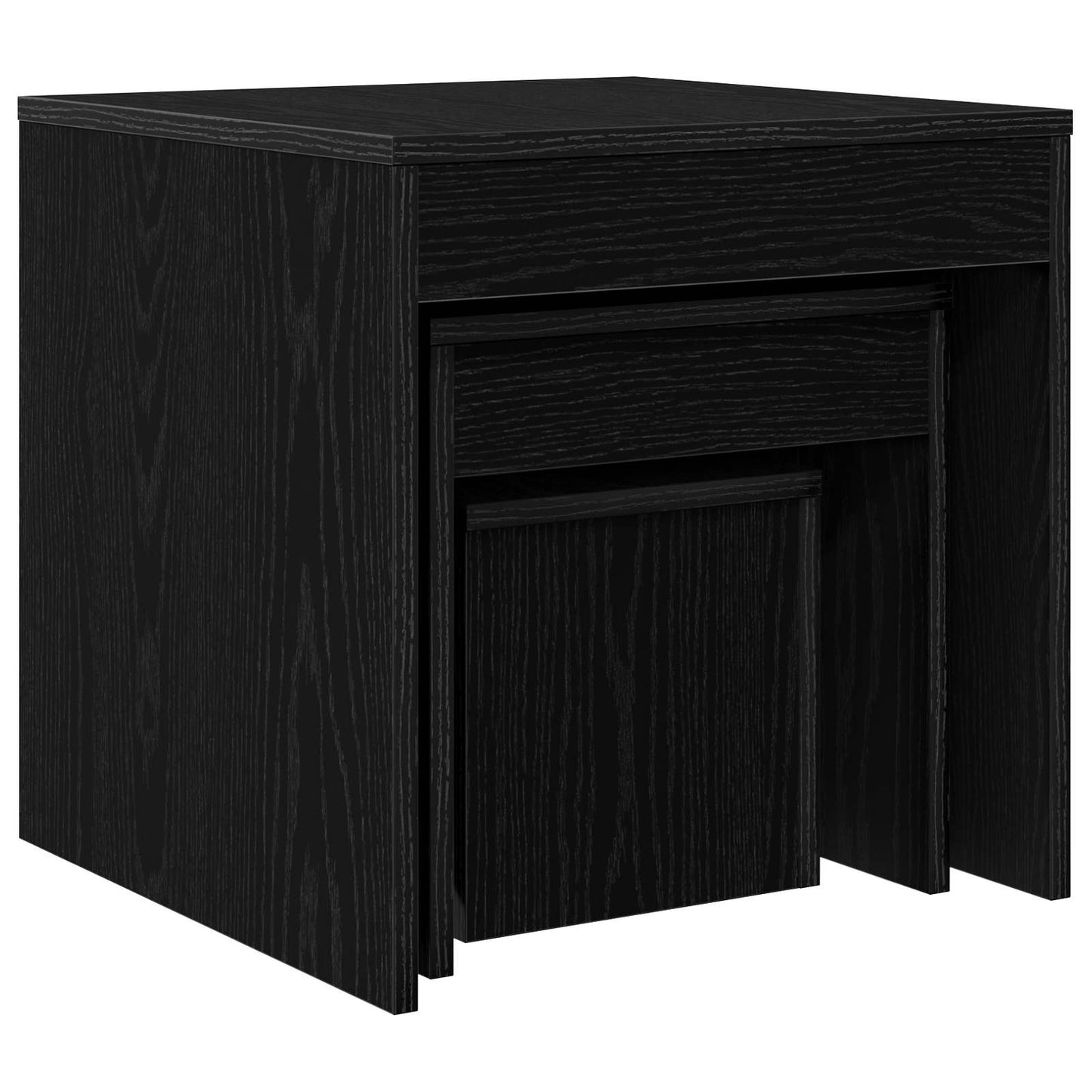 Dohányzóasztal 3 db Fekete tölgy 45 x 45 x 45 cm Szerelt Fa