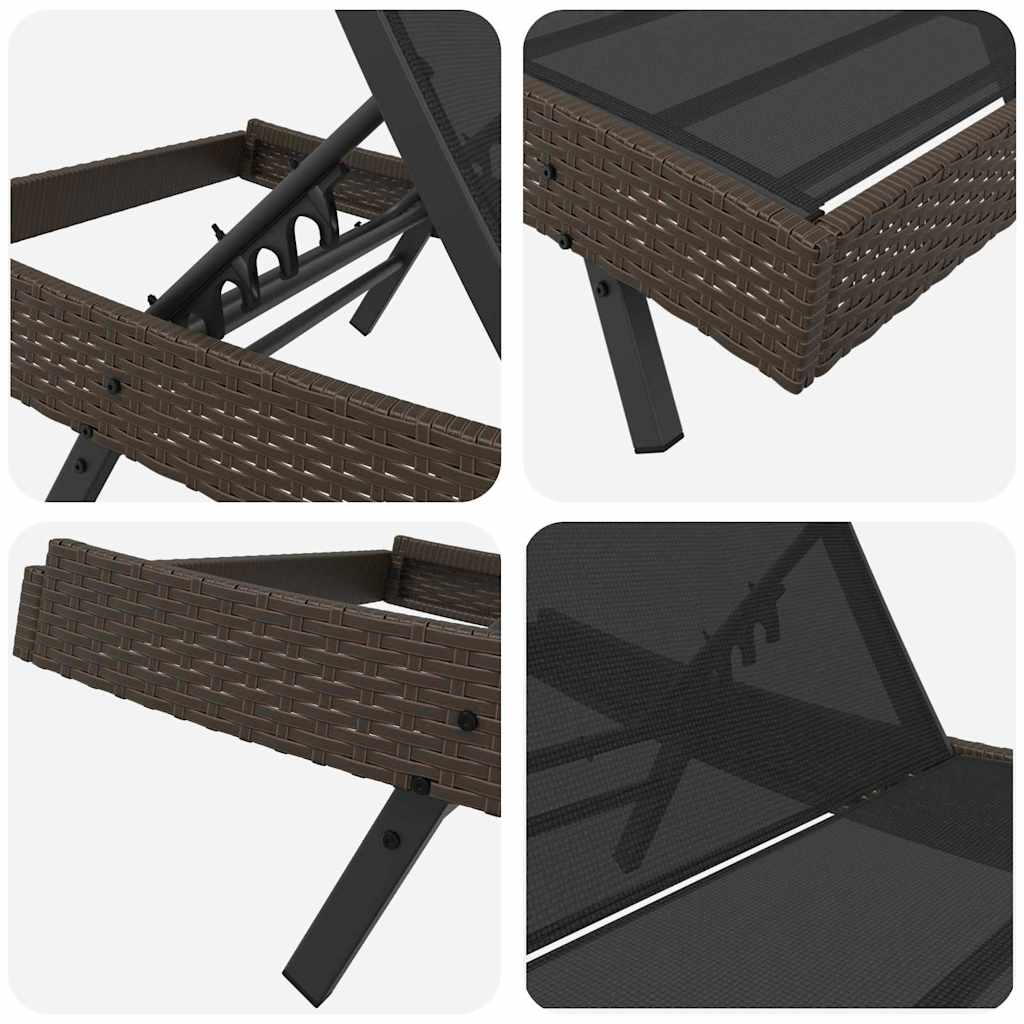 Napozó 3 pcs Barna 197 x 70 x 82 cm polirattan