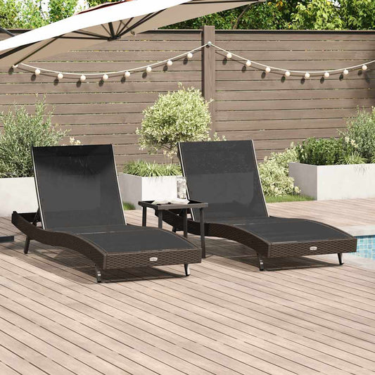 Napozó 3 pcs Barna 197 x 70 x 82 cm polirattan