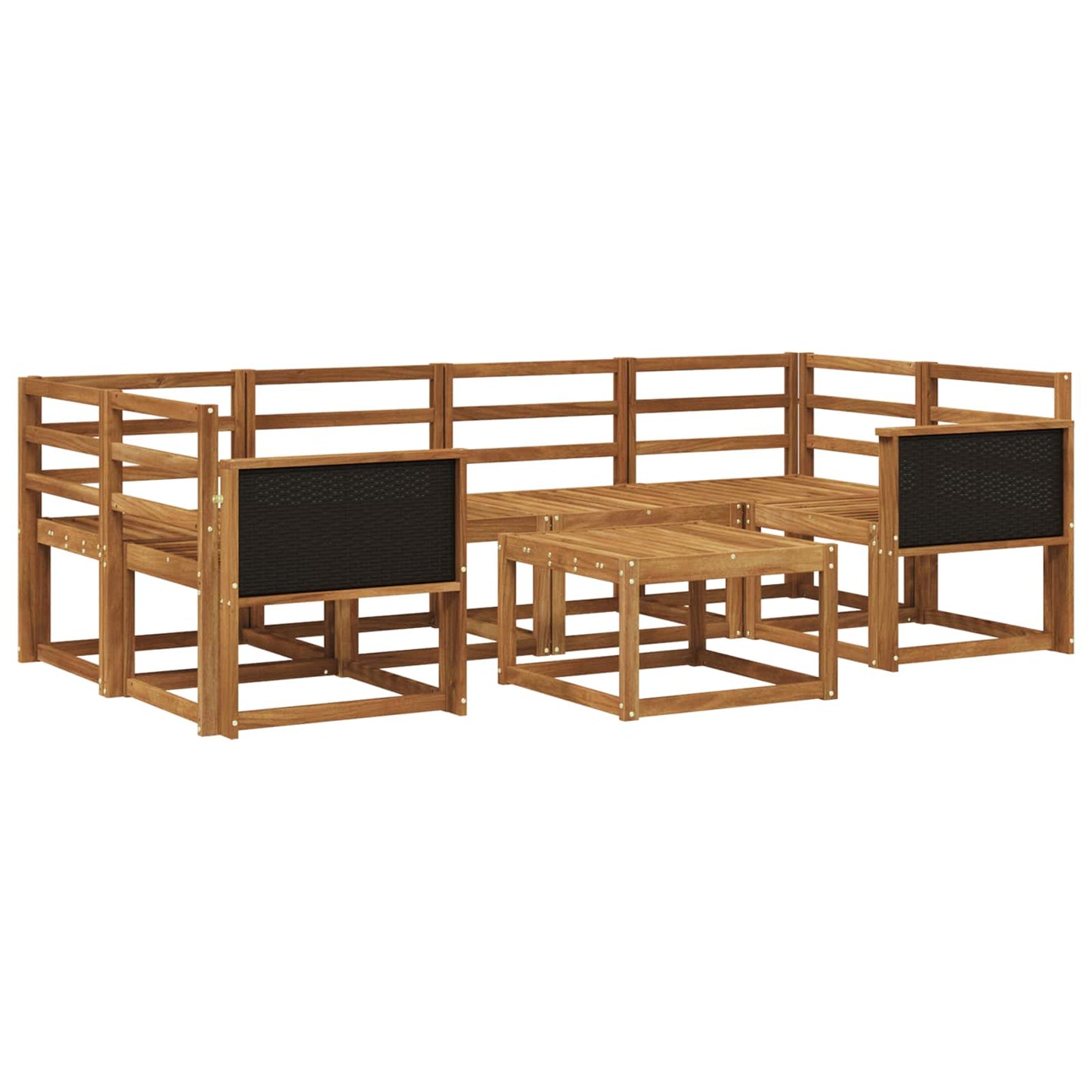 Kültéri kanapé szett 5 pcs Természetes Tömör Akácfa