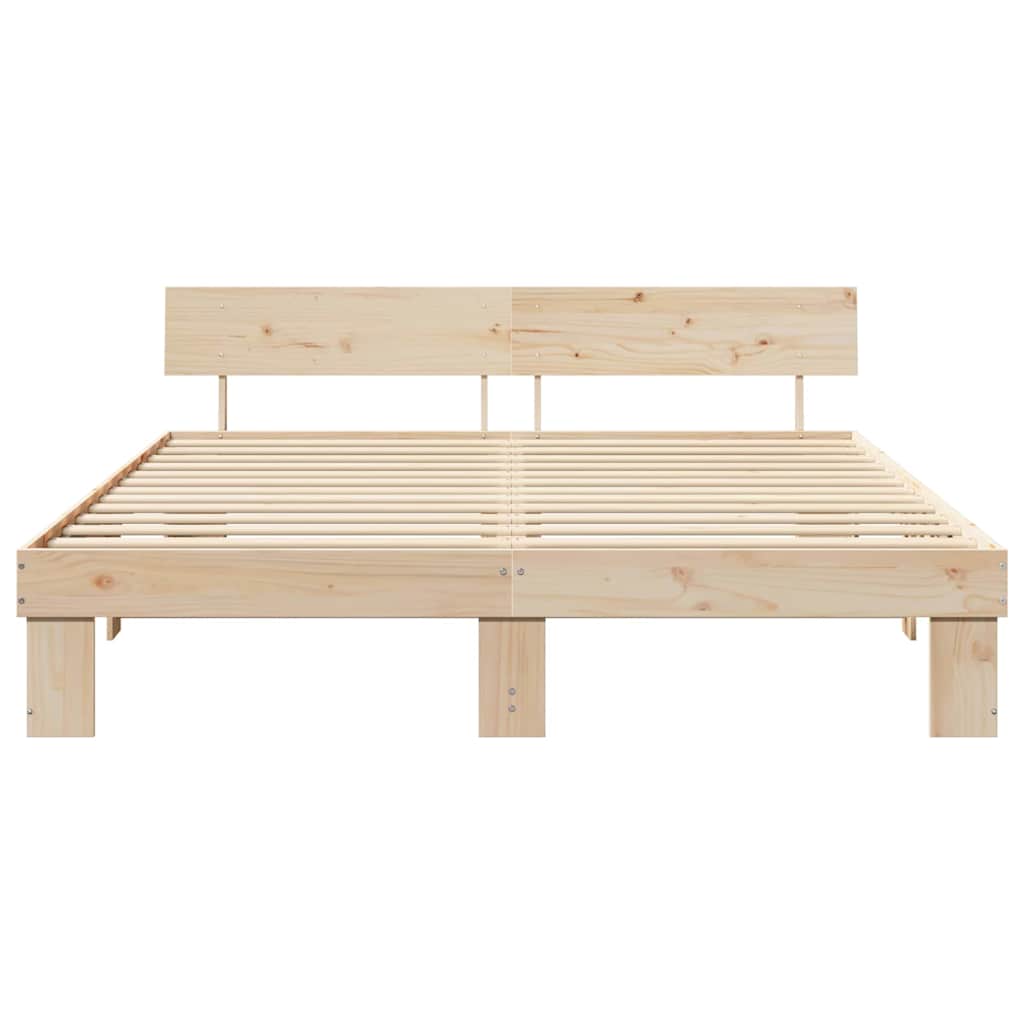 Ágykeret fejtámlával Barna 200 x 200 cm Tömör fenyőfa