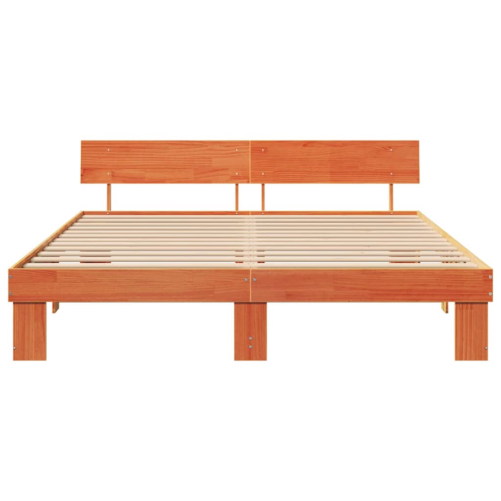 Ágykeret fejtámlával Faggyú barna 200 x 200 cm Tömör fenyőfa